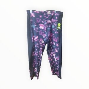 Champion Women's Leggings - Pink Floral on Dark Base Cropped